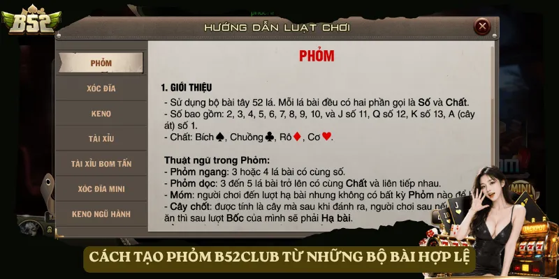 Cách tạo Phỏm B52club từ những bộ bài hợp lệ
