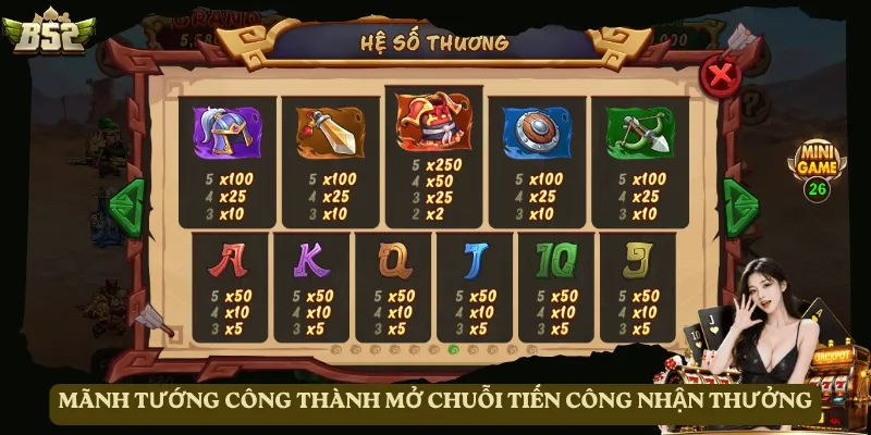 Mãnh Tướng Công Thành mở chuỗi Tiến Công nhận thưởng