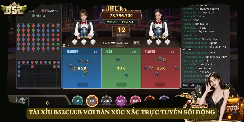 Tài xỉu B52club với bàn xúc xắc trực tuyến sôi động