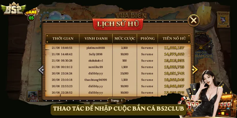 Thao tác để nhập cuộc bắn cá B52club